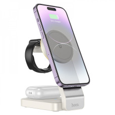 Беспроводное зарядное устройство Hoco CQ3 3in1 Magnetic Wireless Charger milky white