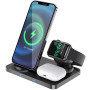 Бездротовий зарядний пристрій Hoco CW33 Ultra Charge 3in1 black
