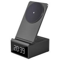 Бездротовий зарядний пристрій + годинник Wiwu 3in1 Wi-W011 black