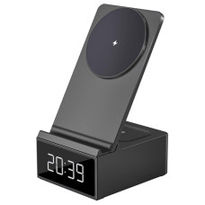 Бездротовий зарядний пристрій + годинник Wiwu 3in1 Wi-W011 black