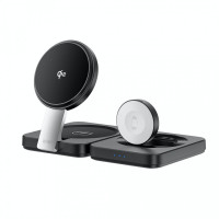 Бездротовий зарядний пристрій MagSafe Wiwu Wi-W028 Wireless Charger 3in1 15W black