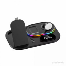 Беспроводное зарядное устройство + часы A06 4 in 1 Fast 30W black