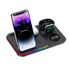 Бездротовий зарядний пристрій + годинник A82 5 in 1 Fast 30W black