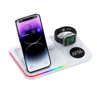 Бездротовий зарядний пристрій + годинник A82 5 in 1 Fast 30W white
