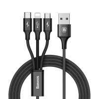 Кабель Baseus Rapid Series 3-in-1 Micro USB+Lightning+Type-C (1.2m) black