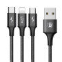 Кабель Baseus Rapid Series 3-in-1 Micro USB+Lightning+Type-C (1.2m) black