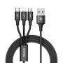Кабель Baseus Rapid Series 3-in-1 Micro USB+Lightning+Type-C (1.2m) black