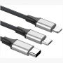 Кабель Baseus Rapid Series 3-in-1 Micro USB+Lightning+Type-C (1.2m) black silver