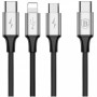 Кабель Baseus Rapid Series 3-in-1 Micro USB+Lightning+Type-C (1.2m) black silver