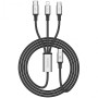 Кабель Baseus Rapid Series 3-in-1 Micro USB+Lightning+Type-C (1.2m) black silver