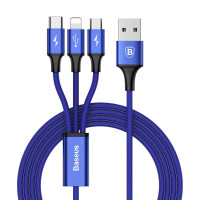 Кабель Baseus Rapid Series 3-in-1 Micro USB+Lightning+Type-C (1.2m) blue