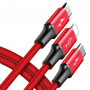 Кабель Baseus Rapid Series 3-in-1 Micro USB+Lightning+Type-C (1.2m) red