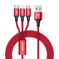 Кабель Baseus Rapid Series 3-in-1 Micro USB+Lightning+Type-C (1.2m) red