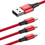 Кабель Baseus Rapid Series 3-in-1 Micro USB+Lightning+Type-C (1.2m) red