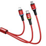 Кабель Baseus Rapid Series 3-in-1 Micro USB+Lightning+Type-C (1.2m) red