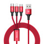 Кабель Baseus Rapid Series 3-in-1 Micro USB+Lightning+Type-C (1.2m) red