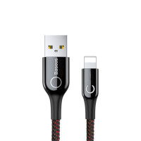 Кабель Baseus C-shaped Light Intelligent Power-Off Lightning 2.4A (1m) black