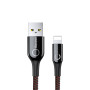 Кабель Baseus C-shaped Light Intelligent Power-Off Lightning 2.4A (1m) black