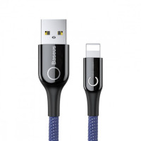 Кабель Baseus C-shaped Light Intelligent Power-Off Lightning 2.4A (1m) blue