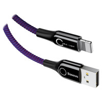 Кабель Baseus C-shaped Light Intelligent Power-Off Lightning 2.4A (1m) purple