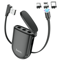 Кабель Hoco S50 Magnetic 3in1 Lightning - Micro USB - Type-C (1m) black