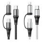 Кабель Hoco X50 2 in 1 Exquisito PD 60W Type-C to Lightning/Type-C 3A (1m) grey