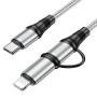 Кабель Hoco X50 2 in 1 Exquisito PD 60W Type-C to Lightning/Type-C 3A (1m) grey