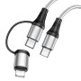 Кабель Hoco X50 2 in 1 Exquisito PD 60W Type-C to Lightning/Type-C 3A (1m) grey