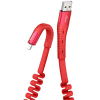 Кабель Hoco U78 "Cotton treasure elastic" lightning (1.2m) red