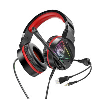 Дротові стерео навушники Hoco W104 Drift black/red