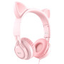 Проводные наушники Hoco W36 Cat ear pink