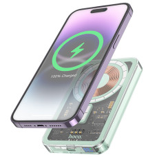 Портативное зарядное устройство Power Bank Hoco Q14 Ice Crystal PD20W 5000 mAh з MagSafe green