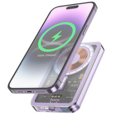 Портативное зарядное устройство Power Bank Hoco Q14 Ice Crystal PD20W 5000 mAh з MagSafe purple