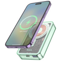 Портативний зарядний пристрій Power Bank Hoco Q14A Ice Crystal PD20W 10000 mAh з MagSafe green