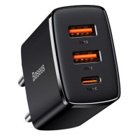 Мережевий зарядний пристрій Baseus Compact Quick Charger 30W Type-C + 2 USB black