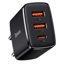 Мережевий зарядний пристрій Baseus Compact Quick Charger 30W Type-C + 2 USB black