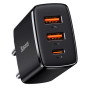 Мережевий зарядний пристрій Baseus Compact Quick Charger 30W Type-C + 2 USB black