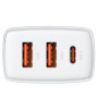 Мережевий зарядний пристрій Baseus Compact Quick Charger 30W Type-C + 2 USB white