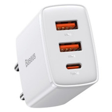 Мережевий зарядний пристрій Baseus Compact Quick Charger 30W Type-C + 2 USB white