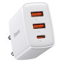 Мережевий зарядний пристрій Baseus Compact Quick Charger 30W Type-C + 2 USB white