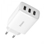 Мережевий зарядний пристрій Baseus Compact 3xUSB 17W white