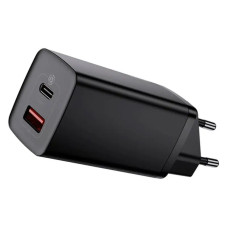 Мережевий зарядний пристрій Baseus GaN2 Lite QC 65W Type-C + USB black 