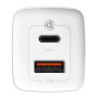 Мережевий зарядний пристрій Baseus GaN2 Lite QC 65W Type-C + USB white 