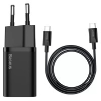 Мережевий зарядний пристрій Baseus Super Si Quick Charger 25W + Cabel Type-C to Type-C black