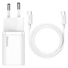 Мережевий зарядний пристрій Baseus Super Si Quick Charger 25W + Cabel Type-C to Type-C white