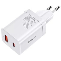 Сетевое зарядное устройство Baseus Super Si Pro Quick Charger 30W Type-C + USB white