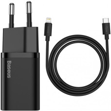 Мережевий зарядний пристрій Baseus Super Si Quick Charger 20W (+ кабель Type-C to Lightning) black