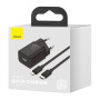 Мережевий зарядний пристрій Baseus Super Si Quick Charger 20W (+ кабель Type-C to Lightning) black