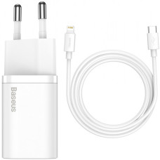 Мережевий зарядний пристрій Baseus Super Si Quick Charger 20W (+ кабель Type-C to Lightning) white