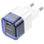 Сетевое зарядное устройство Hoco C125A Transparent 1C PD20W + Cabel Type-C to Type-C blue